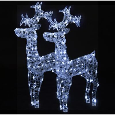 vidaXL Reindeer Christmas Decoration - 2 pcs - 60x16x100 cm - Cold White - Christmas Decoration vidaXL Reindeer Christmas Decoration - 2 pcs - 60x16x100 cm - Cold White - Christmas Decoration