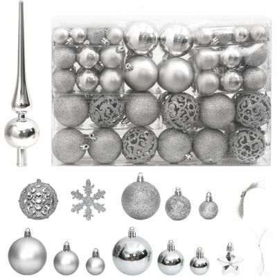 vidaXL Silver Christmas Bauble Set - Shatterproof, Various Styles vidaXL Silver Christmas Bauble Set - Shatterproof, Various Styles