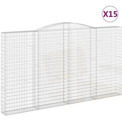 vidaXL Arched Gabion Basket - Galvanized Iron - Decorative Garden Barrier vidaXL Arched Gabion Basket - Galvanized Iron - Decorative Garden Barrier