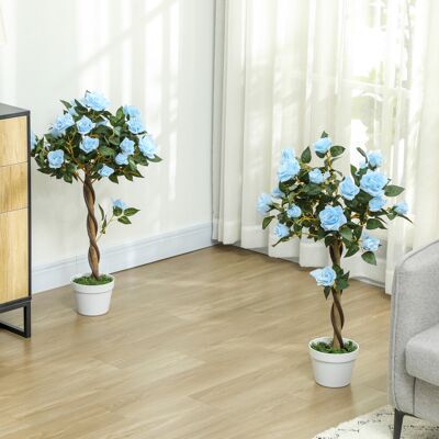 Outsunny - Rose Tree 90cm - Blue - Artificial Plant Outsunny - Rose Tree 90cm - Blue - Artificial Plant