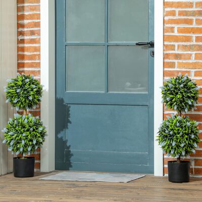 HOMCOM Set of 2 Potted Artificial Plants - Artificial Plants HOMCOM Set of 2 Potted Artificial Plants - Artificial Plants