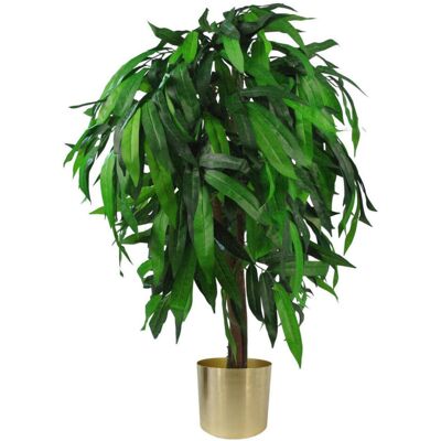 UK Artificial Mango Plant 100cm - Realistic Leaf Design - Green Gold - Artificial Plant for Decor UK Artificial Mango Plant 100cm - Realistic Leaf Design - Green Gold - Artificial Plant for Decor