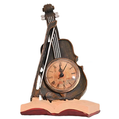 Saudism Violin Clock Desk Decor Resin Figurine Vintage Shaped Guitar Ornament Home Saudism Violin Clock Desk Decor Resin Figurine Vintage Shaped Guitar Ornament Home