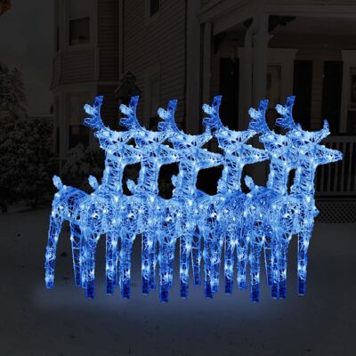 vidaXL Blue 6 pcs LED Christmas Reindeers Acrylic - Christmas Decoration vidaXL Blue 6 pcs LED Christmas Reindeers Acrylic - Christmas Decoration