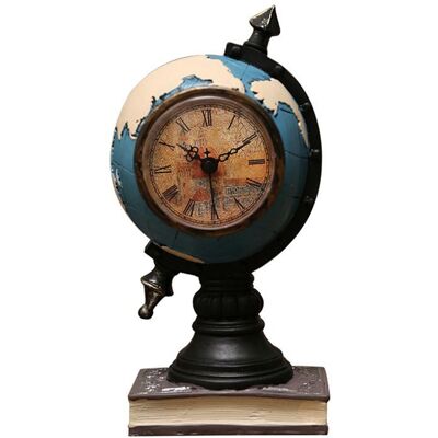 Saudism Desk Clock Multi-Functional Savings Jar Retro Resin Globe Shape Personality Cloc Saudism Desk Clock Multi-Functional Savings Jar Retro Resin Globe Shape Personality Cloc