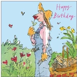 Woodmansterne Greeting Card (WDM9688) Female Birthday - Woman Gardening - Quentin Blake Woodmansterne Greeting Card (WDM9688) Female Birthday - Woman Gardening - Quentin Blake