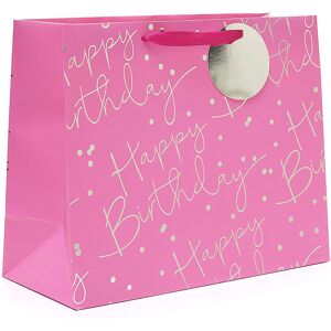 UK Greetings Large Gift Bag - Birthday Gift Bag for Presents - Pink and Silver Foil Happy Bir UK Greetings Large Gift Bag - Birthday Gift Bag for Presents - Pink and Silver Foil Happy Bir