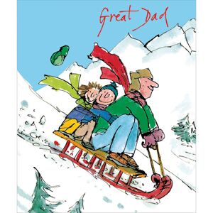 Woodmansterne Great Dad Xmas Toboggan Snow Sled Fun with Kids Illustration Quentin Blake Chris Woodmansterne Great Dad Xmas Toboggan Snow Sled Fun with Kids Illustration Quentin Blake Chris