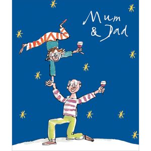 Woodmansterne Mum & Dad Xmas Fun Dance and Wine Illustration Quentin Blake Christmas Card Woodmansterne Mum & Dad Xmas Fun Dance and Wine Illustration Quentin Blake Christmas Card