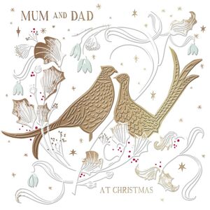 Woodmansterne Mum & Dad Gold Foiled Festive Xmas Pheasant Christmas Card Xmas Greeting Cards Woodmansterne Mum & Dad Gold Foiled Festive Xmas Pheasant Christmas Card Xmas Greeting Cards