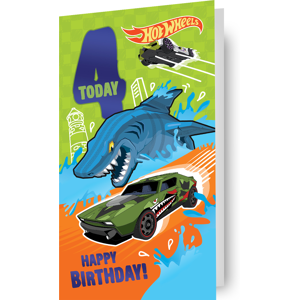 Hot Wheels Age 4 Birthday Card Hot Wheels Age 4 Birthday Card