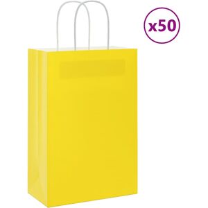 vidaXL Yellow Paper Carrier Bags 50 pcs - Paper Shopping Bags vidaXL Yellow Paper Carrier Bags 50 pcs - Paper Shopping Bags