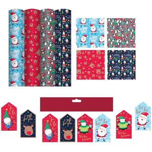 Tallon International 4 Rolls Cute Christmas Wrapping Paper 4M Kids Wrap 16 Matching Tags Tallon International 4 Rolls Cute Christmas Wrapping Paper 4M Kids Wrap 16 Matching Tags