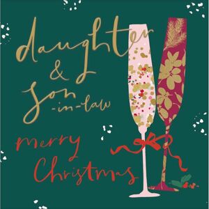 Woodmansterne Daughter & Son-In-Law Christmas Card Gold Foiled Champagne Flutes Xmas Greetings Woodmansterne Daughter & Son-In-Law Christmas Card Gold Foiled Champagne Flutes Xmas Greetings