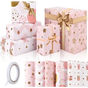 GAOHUI Pink Wrapping Paper, Birthday Wrapping Paper with Tape - Cute Girls Gift GAOHUI Pink Wrapping Paper, Birthday Wrapping Paper with Tape - Cute Girls Gift