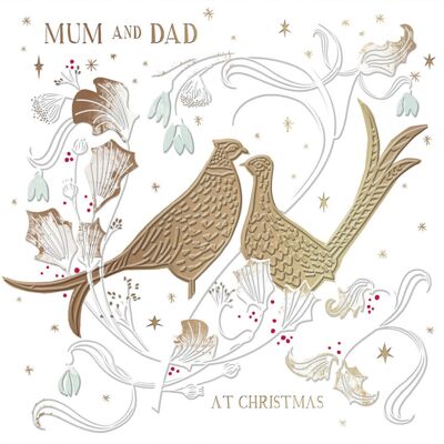 Woodmansterne Mum & Dad Gold Foiled Festive Xmas Pheasant Christmas Card Xmas Greeting Cards Woodmansterne Mum & Dad Gold Foiled Festive Xmas Pheasant Christmas Card Xmas Greeting Cards