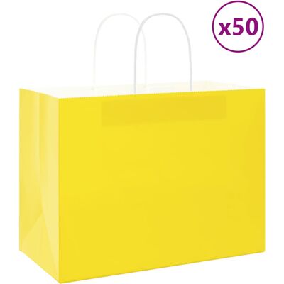 vidaXL Paper Bags 50 pcs Handles Brown - Paper Bags vidaXL Paper Bags 50 pcs Handles Brown - Paper Bags