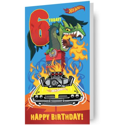 HOT WHEELS AGE 6 BIRTHDAY CARD HOT WHEELS AGE 6 BIRTHDAY CARD