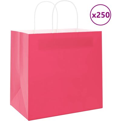 vidaXL Pink Paper Bags 250 pcs Handles - Paper Bags vidaXL Pink Paper Bags 250 pcs Handles - Paper Bags