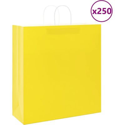 vidaXL Paper Bags 250 pcs Handles Brown - Paper Bags vidaXL Paper Bags 250 pcs Handles Brown - Paper Bags