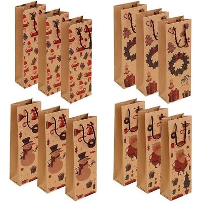 Unbranded (As show, One size) Canvas Bottle Wine Bags 12 x Christmas Wine Wrapping Bags wi Unbranded (As show, One size) Canvas Bottle Wine Bags 12 x Christmas Wine Wrapping Bags wi