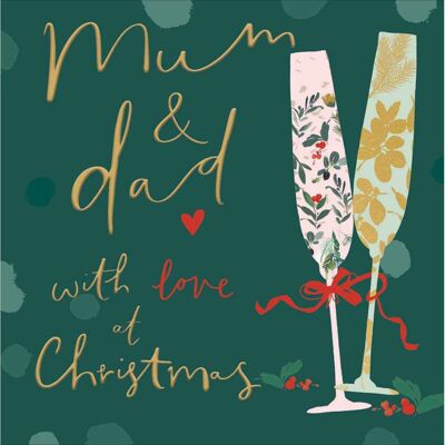 Woodmansterne Mum & Dad Christmas Card Gold Foiled Champagne Flutes With Love Xmas Greetings Woodmansterne Mum & Dad Christmas Card Gold Foiled Champagne Flutes With Love Xmas Greetings