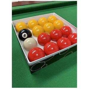 BCE Red and Yellow 2 in Pool Ball Set with 1 7/8 in Cue Ball - 16-Ball UK Standa BCE Red and Yellow 2 in Pool Ball Set with 1 7/8 in Cue Ball - 16-Ball UK Standa
