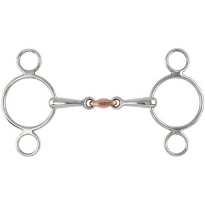 (6in, Metallic Silver) Shires Copper Lozenge Horse 2 Ring Gag Bit (6in, Metallic Silver) Shires Copper Lozenge Horse 2 Ring Gag Bit