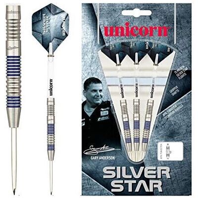 (21 Grams) Unicorn Darts Silver Star 3 Gary Anderson 80% Tungsten Precision Stee (21 Grams) Unicorn Darts Silver Star 3 Gary Anderson 80% Tungsten Precision Stee