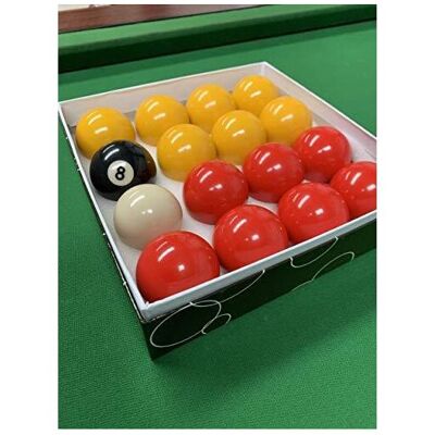 BCE Red and Yellow 2 in Pool Ball Set with 1 7/8 in Cue Ball - 16-Ball UK Standa BCE Red and Yellow 2 in Pool Ball Set with 1 7/8 in Cue Ball - 16-Ball UK Standa