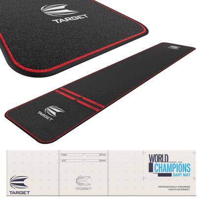 TARGET Darts World Champion Darts Mat Black and Red Dart Oche Mat with Soft Ti TARGET Darts World Champion Darts Mat Black and Red Dart Oche Mat with Soft Ti