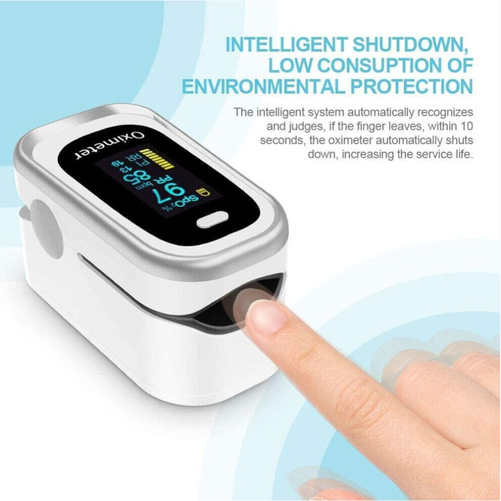 qianyou Pulse Oximeter Oxygen Monitor Finger Heart Rate Monitor Pulse Oximeter White