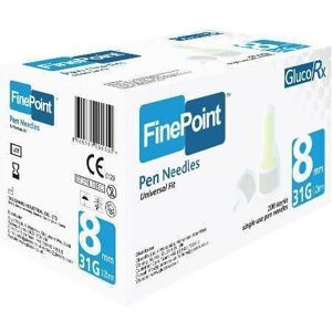GlucoRx FinePoint Ins Pen Needles x 100 8mm 31G GlucoRx FinePoint Ins Pen Needles x 100 8mm 31G