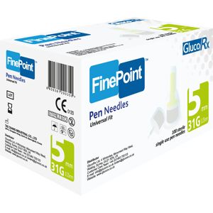 GlucoRx FinePoint Ins Pen Needles x 100 5mm 31G GlucoRx FinePoint Ins Pen Needles x 100 5mm 31G