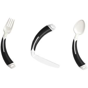 Shine International (Full Set Left Hand, Black) Curved Cutlery - Light Weight Angled Adult Cutlery Shine International (Full Set Left Hand, Black) Curved Cutlery - Light Weight Angled Adult Cutlery