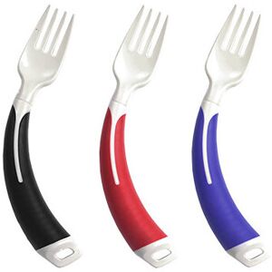 Shine International (Left Hand Fork, Red) Curved Cutlery - Light Weight Angled Adult Cutlery Shine International (Left Hand Fork, Red) Curved Cutlery - Light Weight Angled Adult Cutlery