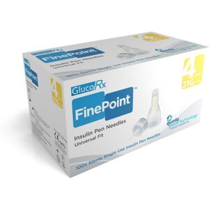 GlucoRx FinePoint Ins Pen Needles x 100 4mm 31G GlucoRx FinePoint Ins Pen Needles x 100 4mm 31G