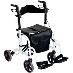 Loops White Deluxe Aluminium Rollator and Transit Chair 2-in-1 Dual Function Walker Loops White Deluxe Aluminium Rollator and Transit Chair 2-in-1 Dual Function Walker