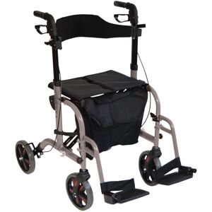 Loops Grey Deluxe Aluminium Rollator and Transit Chair 2-in-1 Dual Function Walker Loops Grey Deluxe Aluminium Rollator and Transit Chair 2-in-1 Dual Function Walker