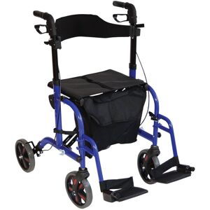 Loops Blue Deluxe Aluminium Rollator and Transit Chair 2-in-1 Dual Function Walker Loops Blue Deluxe Aluminium Rollator and Transit Chair 2-in-1 Dual Function Walker