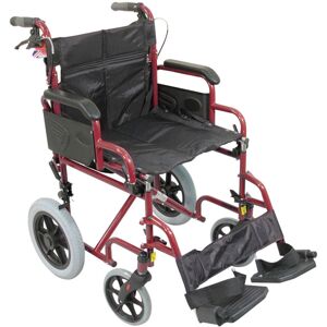 Loops Deluxe Attendant Propelled Steel Wheelchair - Compact Foldable Design - Red Loops Deluxe Attendant Propelled Steel Wheelchair - Compact Foldable Design - Red