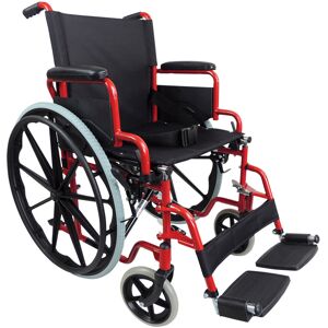 Loops Lightweight Self Propelled Steel Transit Wheelchair - Foldable Design - Red Loops Lightweight Self Propelled Steel Transit Wheelchair - Foldable Design - Red