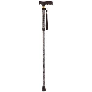 Loops Black Extendable Walking Stick with Plastic Handle - Engraved Pattern - Foldable Loops Black Extendable Walking Stick with Plastic Handle - Engraved Pattern - Foldable