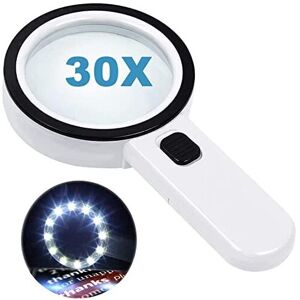 Nazano Magnifying Glass with 12 LED Lights, 30X Double Glass Lens Handheld Illuminated Nazano Magnifying Glass with 12 LED Lights, 30X Double Glass Lens Handheld Illuminated