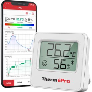 ThermoPro TP357 Bluetooth Hygrometer Mini Room Thermometer Indoor with Alerts, Humidity Me ThermoPro TP357 Bluetooth Hygrometer Mini Room Thermometer Indoor with Alerts, Humidity Me