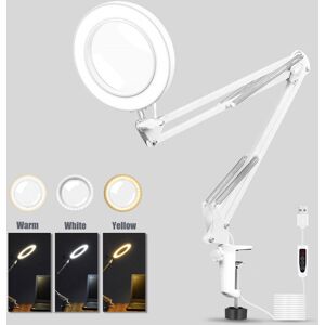 GreenZech (White) Flexible Desk Magnifier 5X USB LED Magnifying Glass 3 Colors Illuminated GreenZech (White) Flexible Desk Magnifier 5X USB LED Magnifying Glass 3 Colors Illuminated