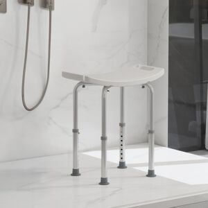 HOMCOM White Aluminium Shower Stool with Adjustable Height and Non-Slip Surface - Shower Stool HOMCOM White Aluminium Shower Stool with Adjustable Height and Non-Slip Surface - Shower Stool