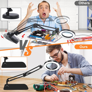 Kopinma 10X Magnifying Glass with Light and Stand, Dimmer Adjustable Swing Arm 2-In-1 De Kopinma 10X Magnifying Glass with Light and Stand, Dimmer Adjustable Swing Arm 2-In-1 De