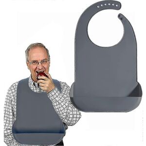 Kikidex (As show, One size) 1 Pack Washable Silicone Adult Bib With Pockets Waterproof C Kikidex (As show, One size) 1 Pack Washable Silicone Adult Bib With Pockets Waterproof C