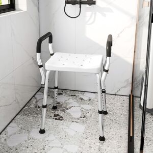 HOMCOM Rust-Free Aluminium Bath Chair with Adjustable Height, White HOMCOM Rust-Free Aluminium Bath Chair with Adjustable Height, White